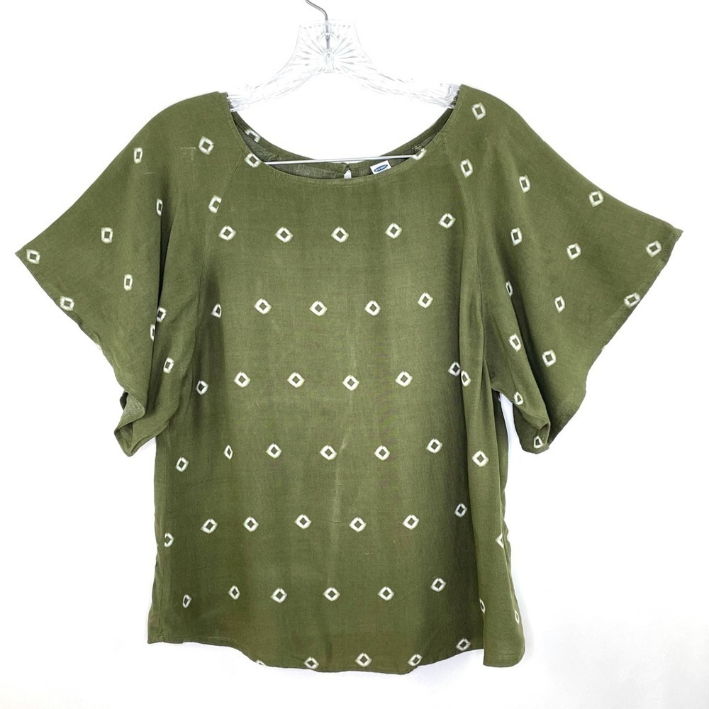 Old Navy Olive Green Boho Flowy 100% Viscose Top Sz XS